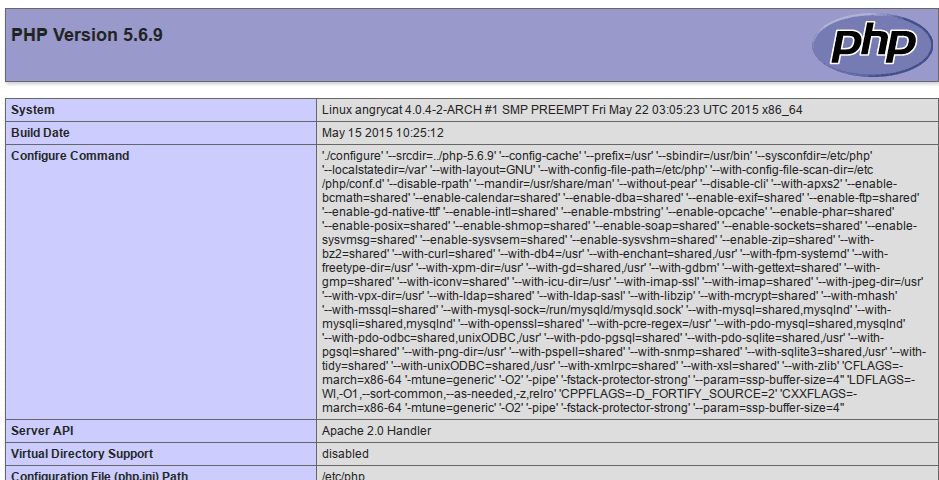 phpinfo