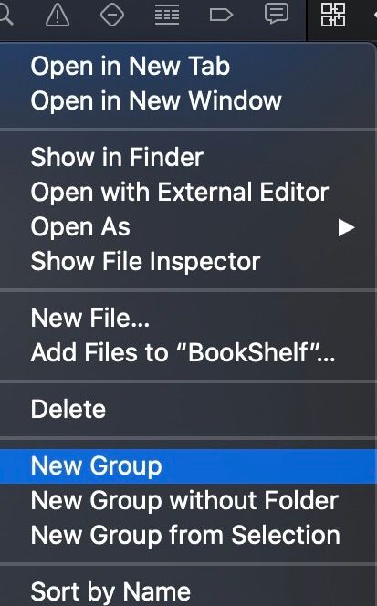 Create New Group Xcode